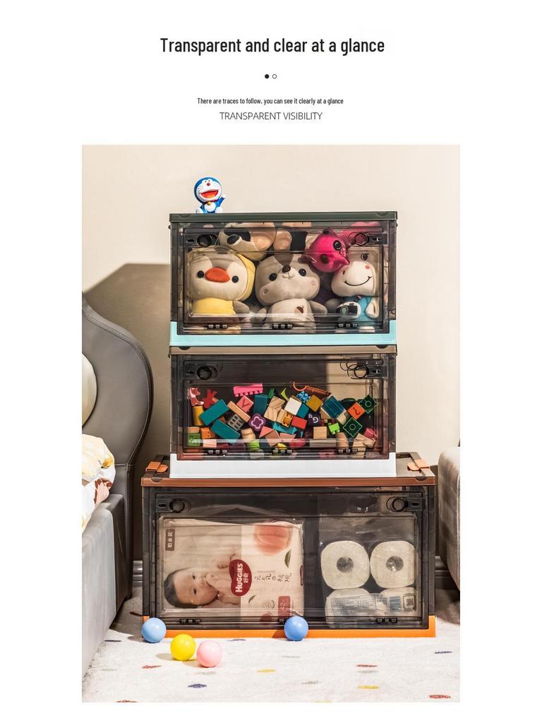 Foldable Transparent 5-Door Storage Box for Clothes, Quilts, Books, and Toys