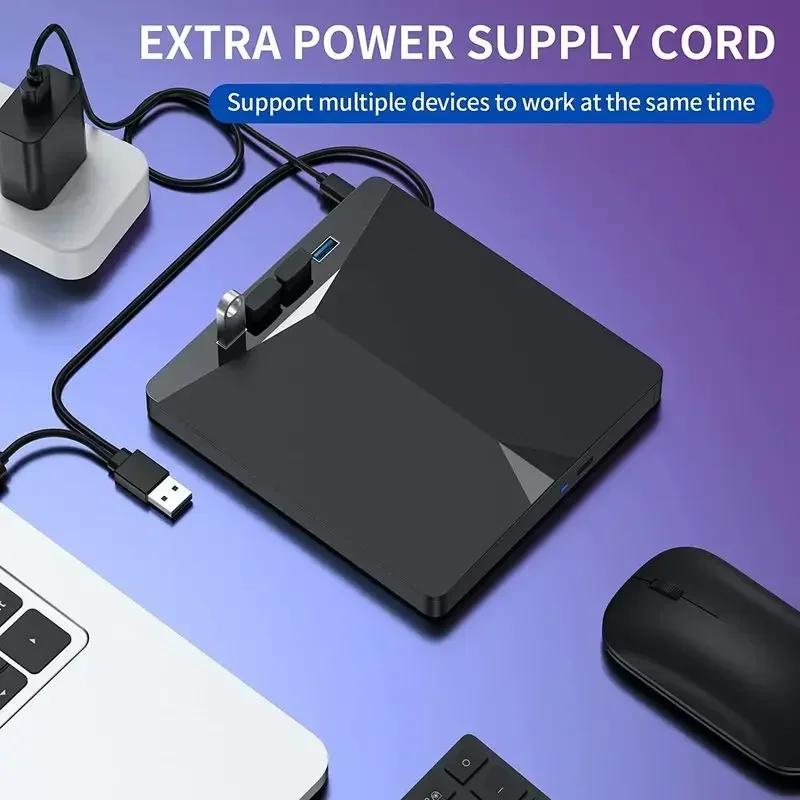 USB 3.0 Typ C Externes DVD RW CD Optisches Laufwerk 7-in-1 Schubladen-Typ DVD Brenner Recorder Reader Player für Laptop PC Desktop IMacs