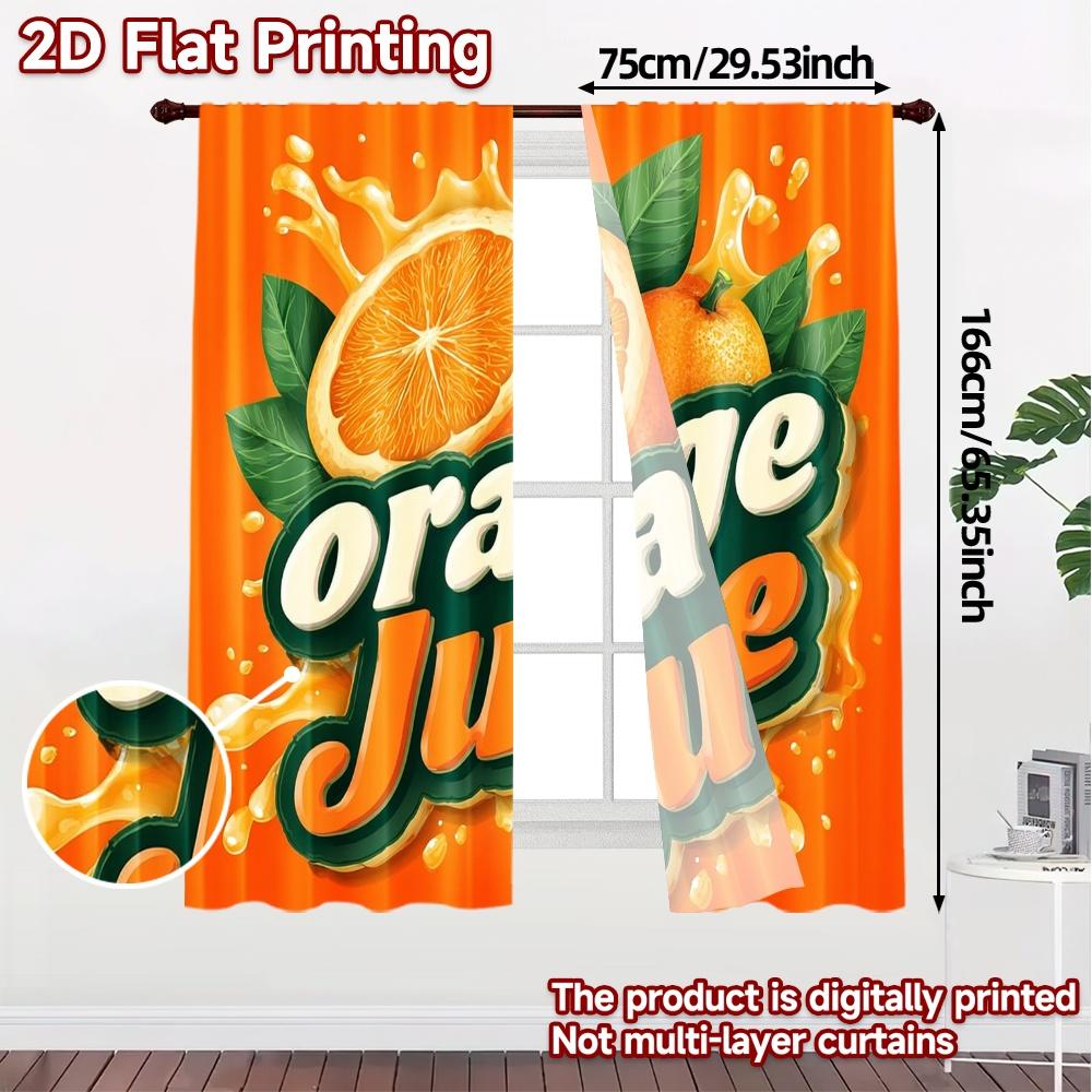 2pcs, 2D FLAT PRINTING Curtains (Without Rod) Citrus Delight(1) Modern Curtains Digital Printed Durable Polyester Curtains Room