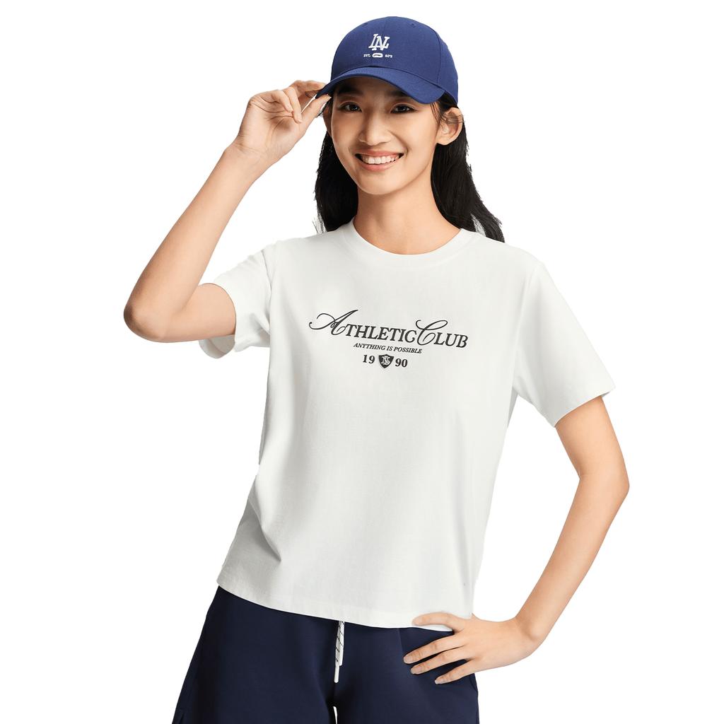 Li Ning Sports Trend Series Round Neck Pullover Casual Letter Short Sleeve Regular T-Shirt Women Tops AHSW312-5