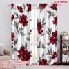 2D Flat Printing 2pcs Curtain Curtain Red Flowers with Leaves Digital Printed Polyester Drapes Festive Curtains Perfect for