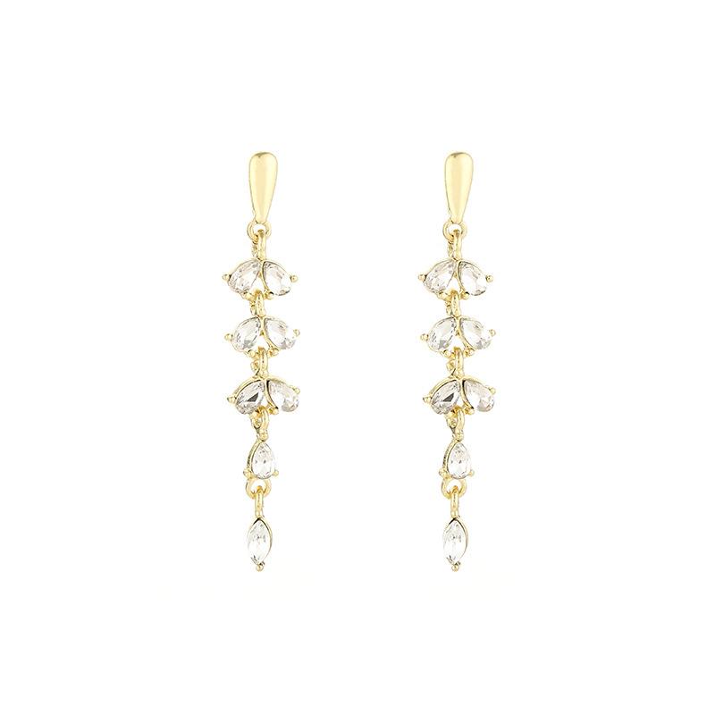 Light Luxury Zircon Wheat Ears Exquisite Niche Long Annual Stud Earrings