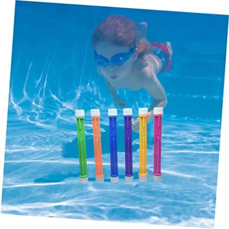 FRCOLOR Dive Sticks for Kids 6 Pack, Colorful Durable Pool Diving Toys, Swimming Training Floating Toys