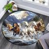 Running Horses Round Area Rug,Carpet Rug for Living Room Bedroom Sofa Playroom Decor,Non-slip Floor Mat