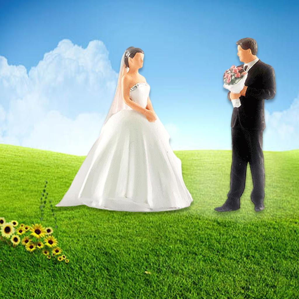 

1 paar 1/64 Hand Painted Characters Resin Wedding Doll Street Table Layout Scenery Diorama Model White Black