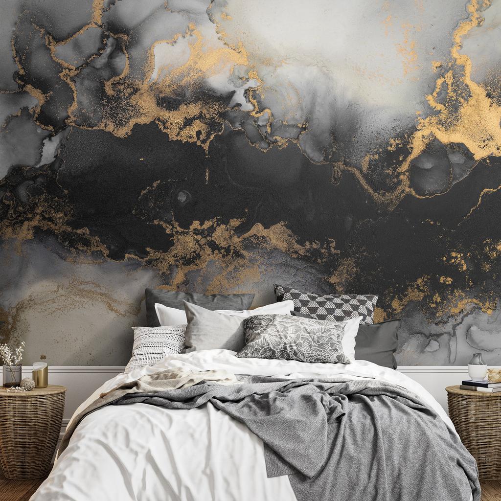 Wallpaper - Golden Explosions - Abstract Pattern Inspired by Marble