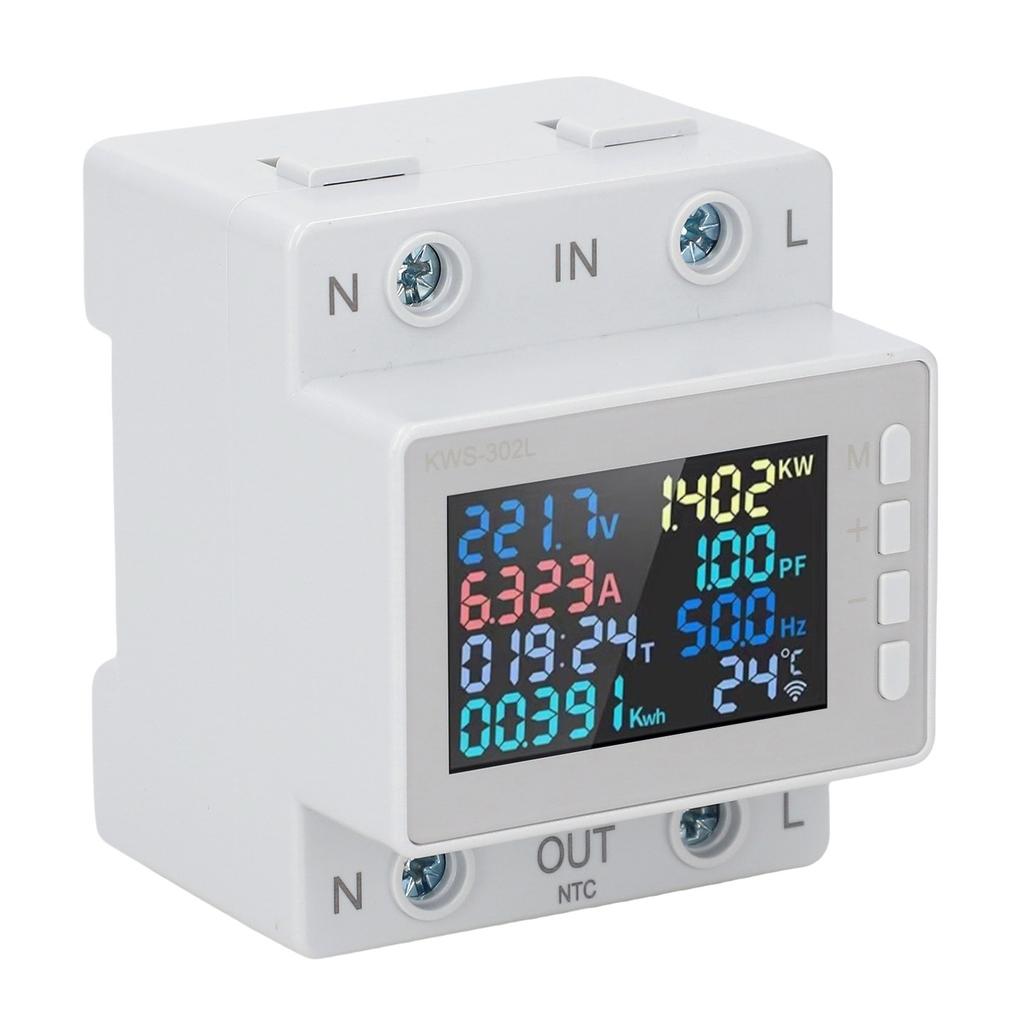 Einphasen-Energiezähler Farb-LCD-Anzeige Multifunktionales Spannungs-Strommessgerät Voltmeter Amperemeter mit Stromausfall
