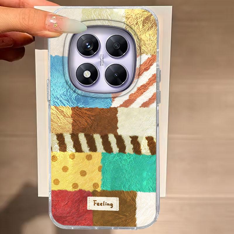 Case For Redmi Note 14 Pro Plus 13 Pro 14S 14C 13C A3 Xiaomi 14T 13T Pro 5G Phone Cover Brown Colored Square For Redmi A5 Bags