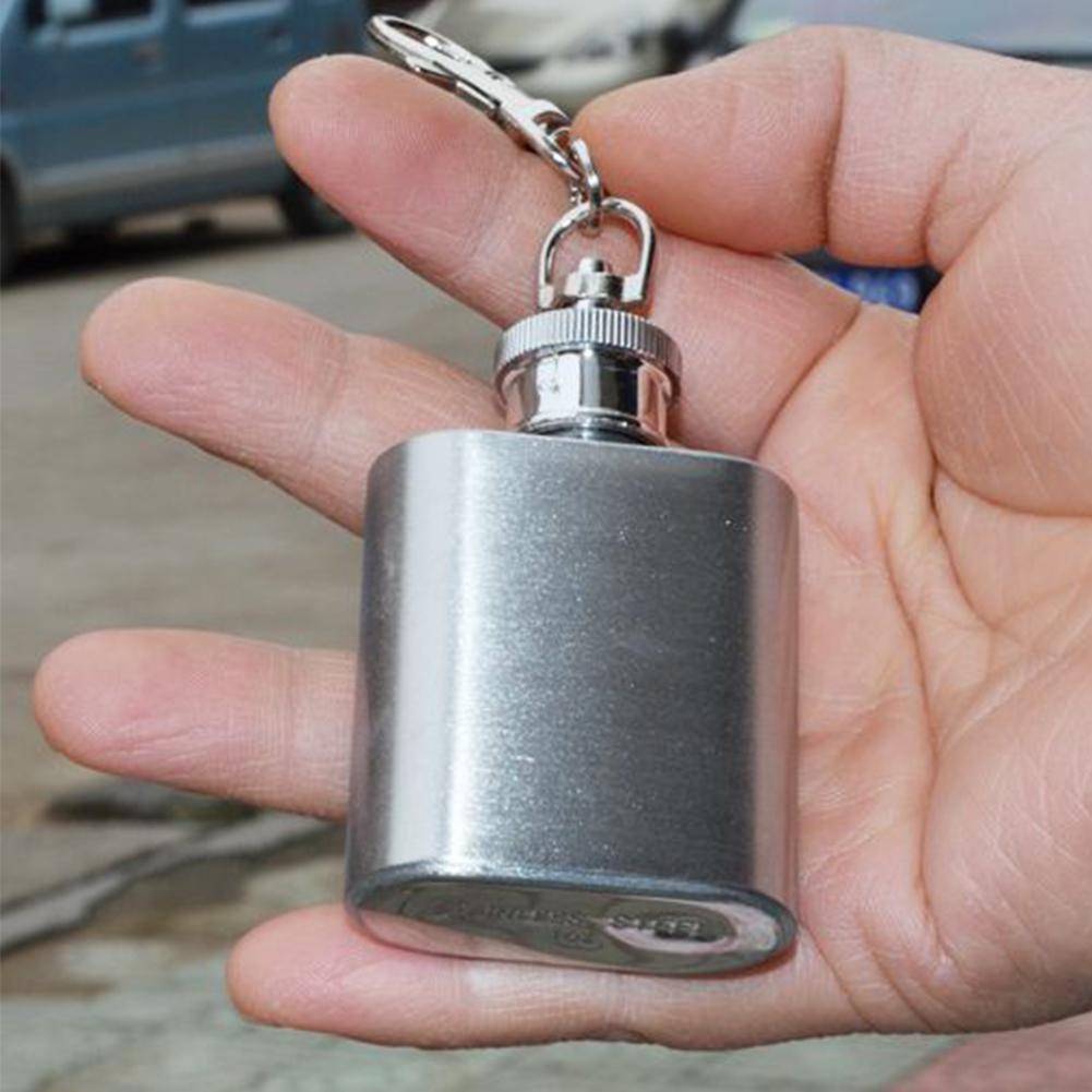 Mini flacon de hanche en acier inoxydable, Mini bouteille de vin élégante, Flagon avec porte-clés