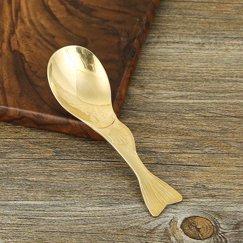 Good-looking Spoon Pure Copper Creative Personalized Fish-shaped Rice Spoon Plus Soup Spoon Cute Children's Short-handled Bibimbap Spoon