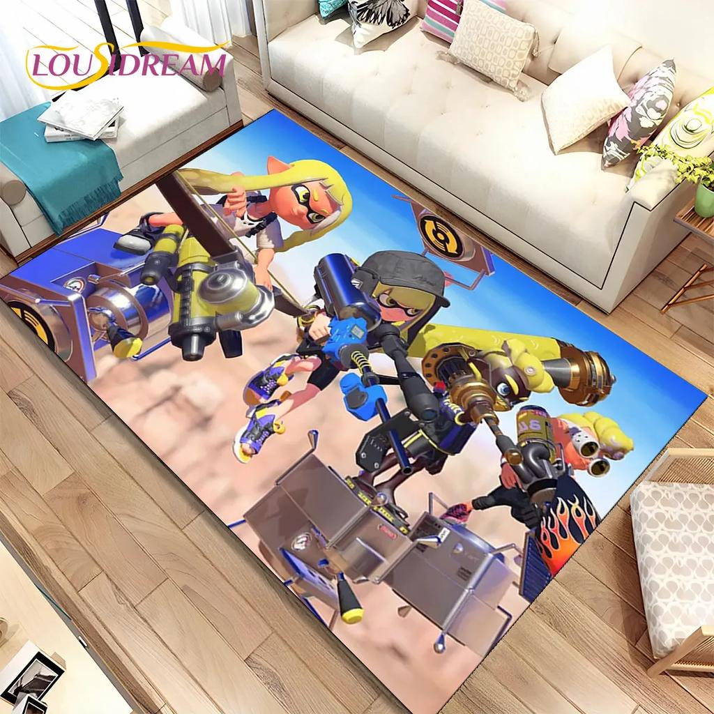 Games,Splatoon, Cartoon Gamers Area Rug,Carpet Rug for Living Room Bedroom Sofa Doormat Decoration, Kid Play Non-slip Floor Mat