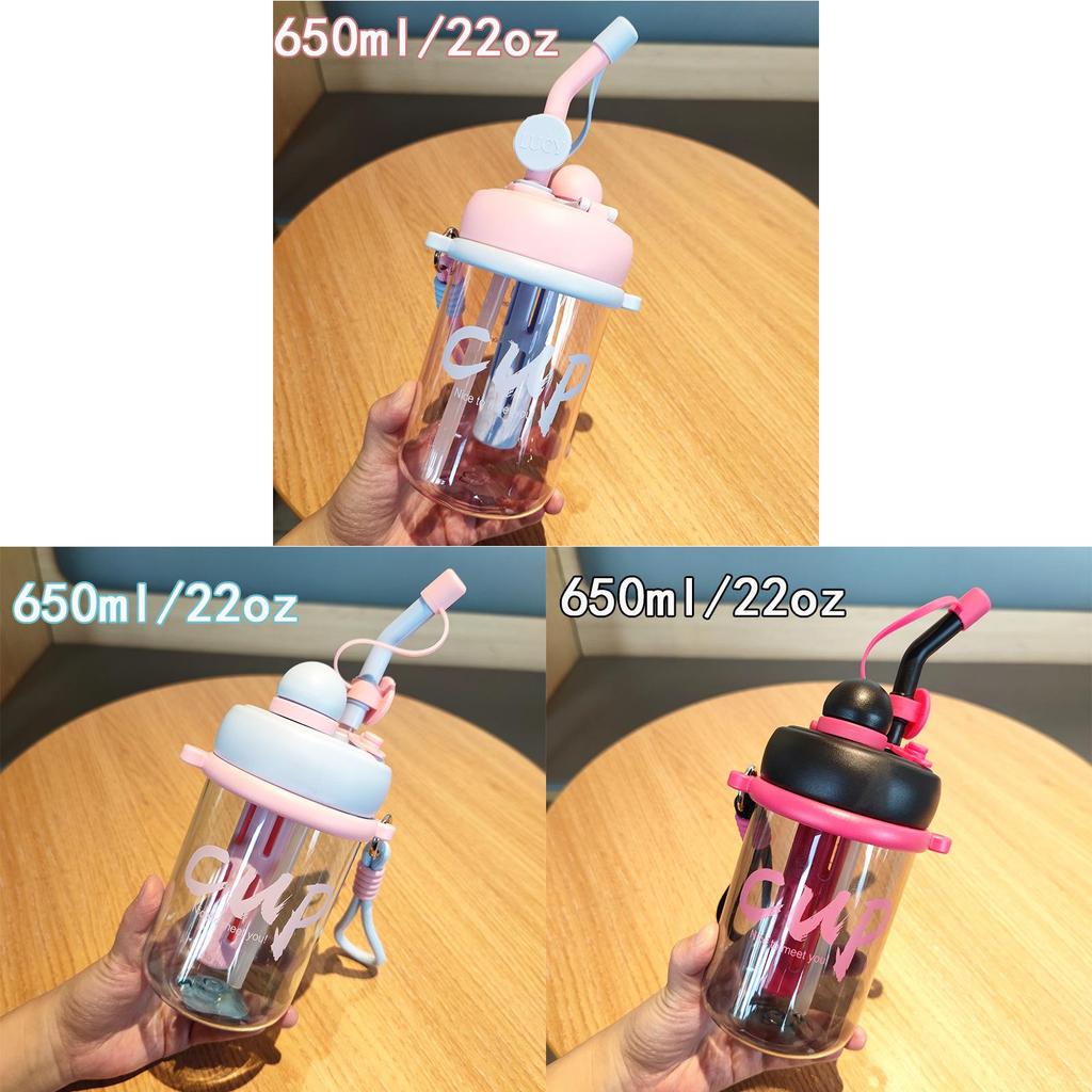 Summer Portable Double Drink Plastic Cup With Straw And Tea Infuser For Office And School Use