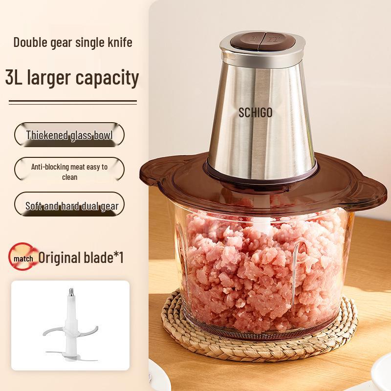 Electric Stainless Steel Meat Grinder for Minced Meat, Vegetables, Garlic, and Chili - Compact Kitchen Appliance