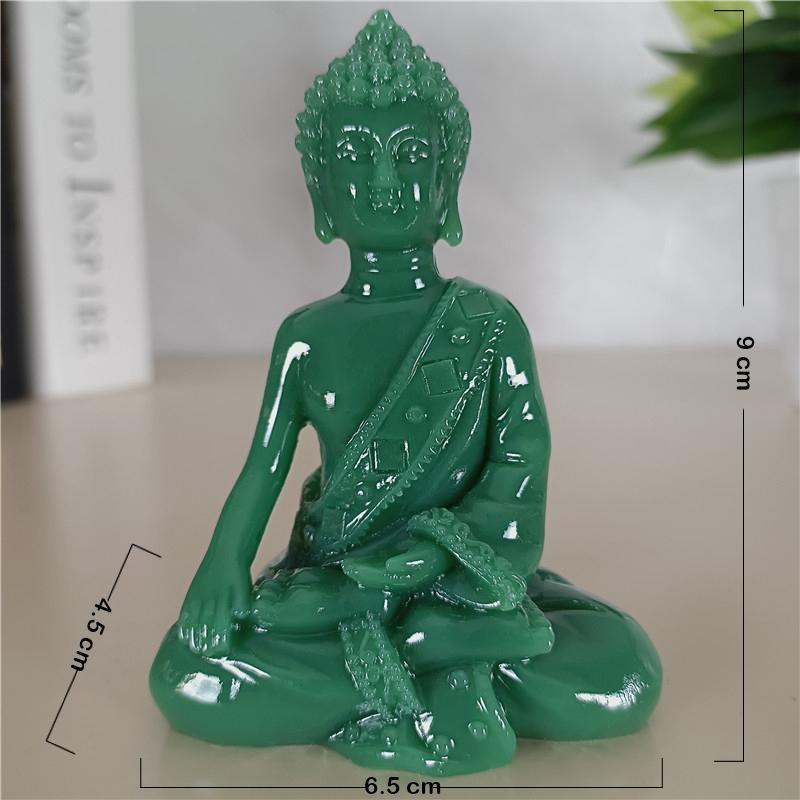 Jade Color Meditation Buddha Statues Feng Shui Lucky Thailand Buddha Sculptures Figurines Home Garden Decoration