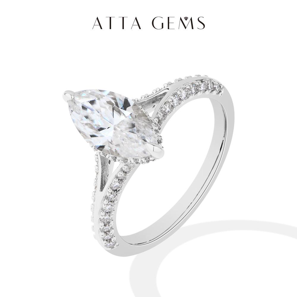 

ATTAGEMS Exquisite Marquise Cut 2CT Moissanite Rings 925 Silver 18K Gold Plated Wedding Engagement Ring for Women Luxury Jewelry 5&S925 Sterling Silver