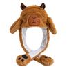 New Style Lovely Sleep Kapibala Ear Moving Up Cap Women Girls Cute Funny Hat Rabbits Ears Plush Winter Lovely Hat