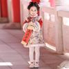 Girls' Winter Hanfu Cheongsam: Fleece-Lined Cotton Dress for Baby's First Birthday