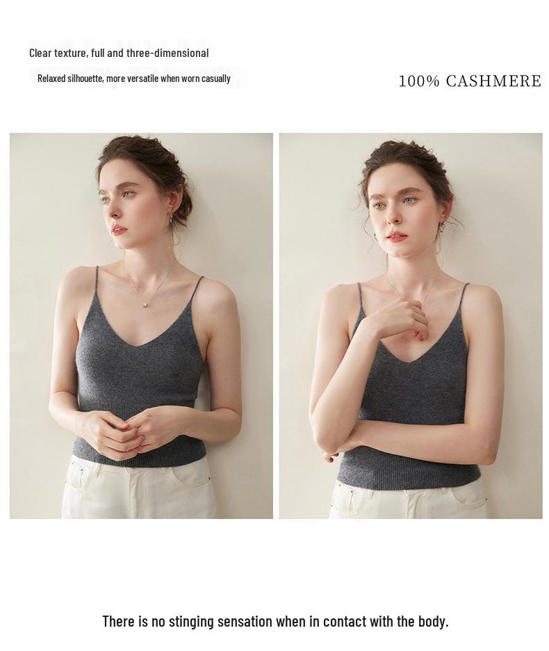 Women's Cashmere Camisole - 100% Pure Cashmere, Autumn/Winter, Slim Fit, Solid Color, Fashionable Knit Vest