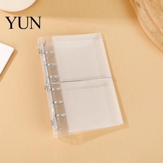 Portable Trifold Binder A6 A7 M5 Binder, 5/6-Rings Transparent Refillable Loose Leaf Folder Folder, Planner Budget Notebook Cover for School, Office,