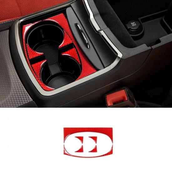 6x Red Carbon Fiber Car Center Cup Holder Panel Sticker for Dodge Charger 15-22