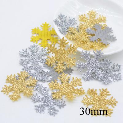 Wholesale 500Pcs 30mm  Glitter Silver Snowflake Scrapbooking Applique DIY Crafts Patches Decoration Crafts Ornament Accessories