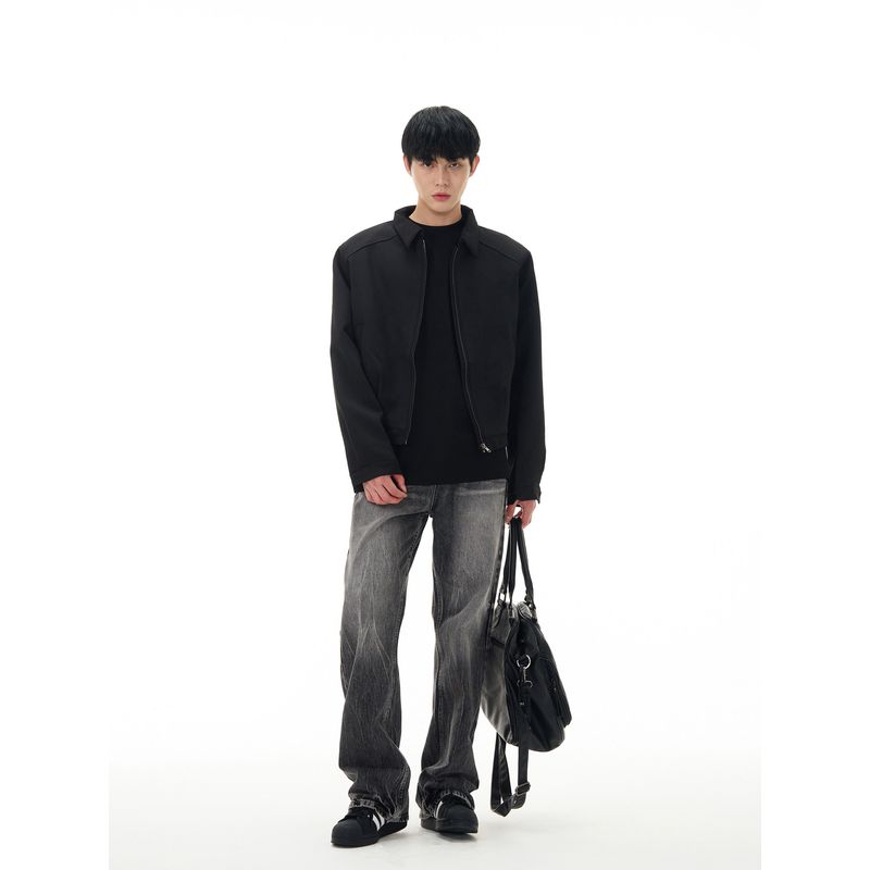 Kisko Classy American Padded Shoulder Cleanfit Short Suit Jacket Male Minority Simple All-Matchloose Coat