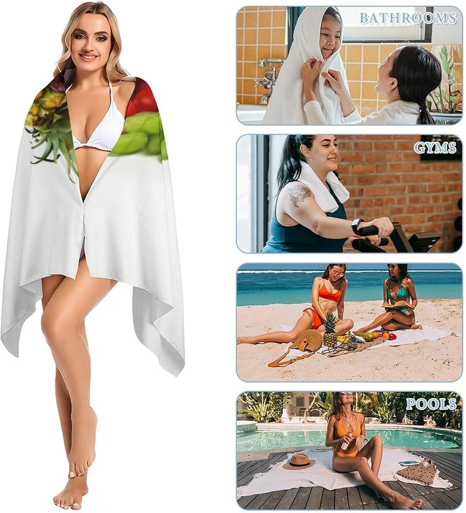 Microfiber Variety Fresh Vegetables Fruits Beach Towel Extra Large Sandproof Thin Bath Towels Absorbent Fast Drying Travel Towel