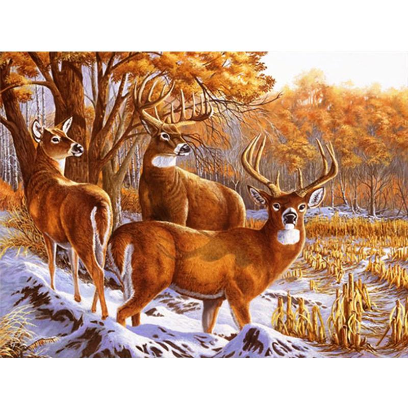 5D Diy voller runder quadratischer Diamantmalerei Tierhund Diamantstickerei Herbst Ahornblatt Wanddekoration Home Art