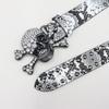 Y2K Rhinestone Skull & Snake Punk Belt - Unisex Leather with Rivet Decoration