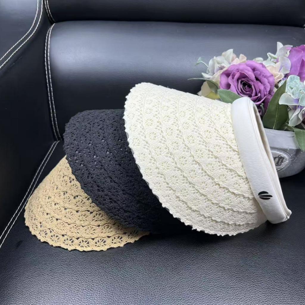 Summer New Lace Sunscreen Empty Top Hat Women's Travel Fashion Versatile Duck Tongue Sun Hat Vacation Beach Sun Hat