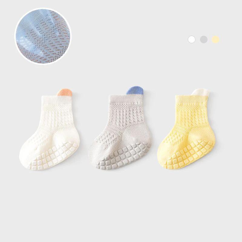 3pairs/lot 6 Colored Of Net Eye Non-slip Baby Girl Sock Hollow-out Breathable Thin Infant Girl Cotton Socks Children's Socks Kit