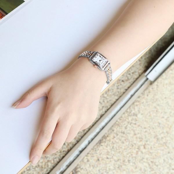 Montre Geiger pour femme, modèle GE1261CB, boîtier oblong en métal et diamants, bracelet en cuir, montres coréennes populaires