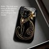 Black Gold Meow Rhyme Pattern Glass Phone Case Suitable for Samsung Galaxy S26 S25 S24 S22 S21 S20 FE/Ultra/Plus Anti Drop