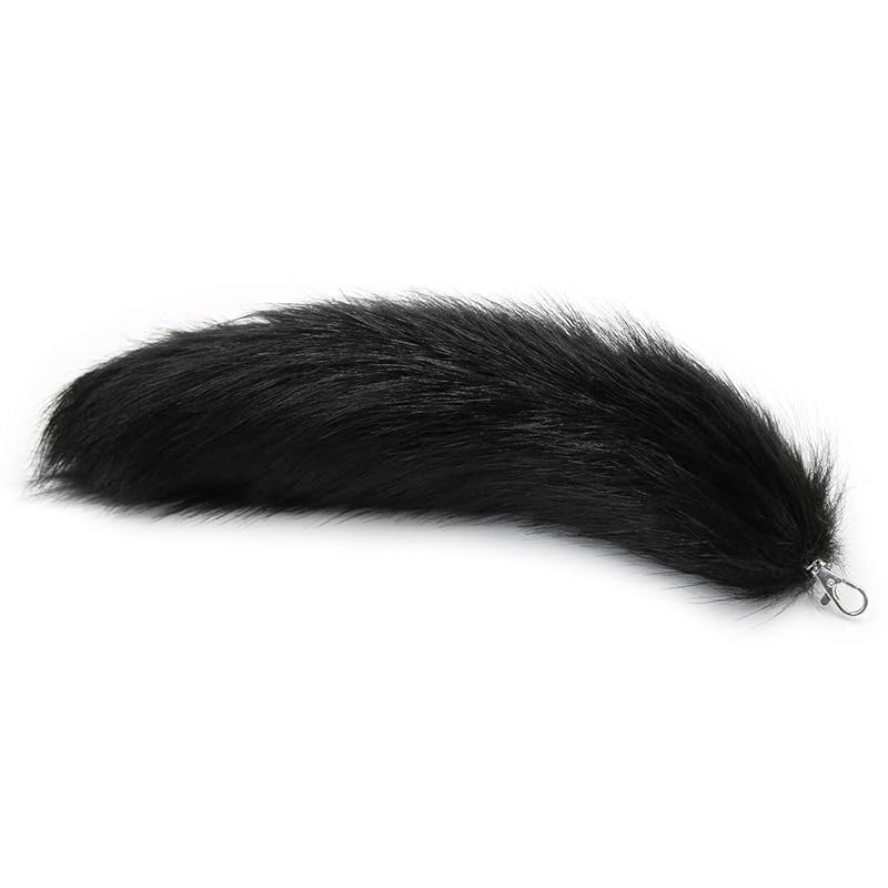 

[DeerLuxe] strap Fluffy Tail key ring accessories disguise cosplay charm fox fur (black)