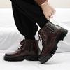 Men's high top leather shoes Trendy British style Party Outdoor Recreation Daily office thick soled men's boots Black shoes