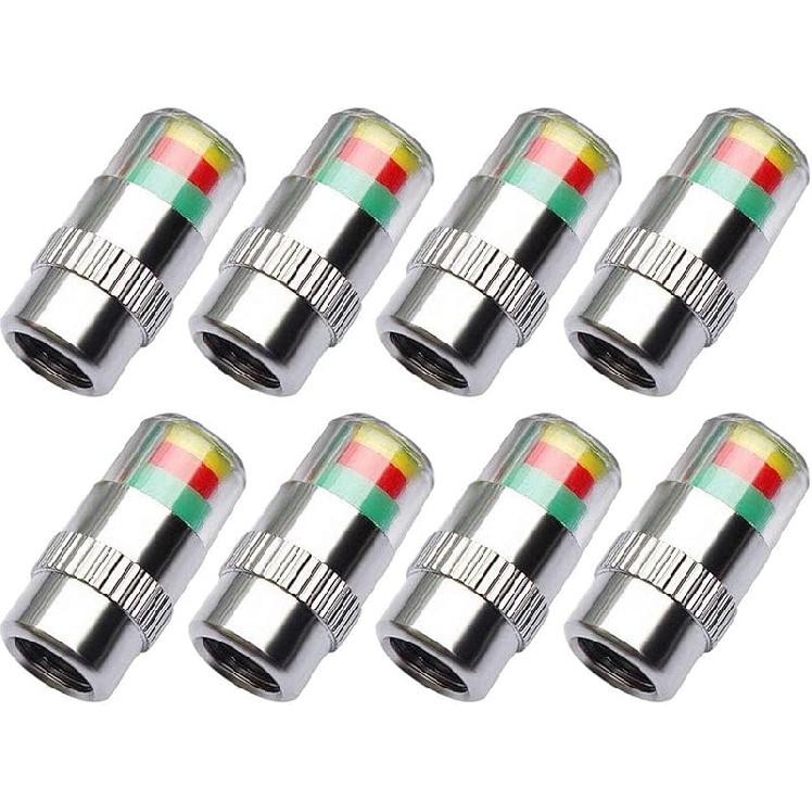ANKI HAPPIGO 8Pcs 2.2Bar 32-To-35 PSI Car Tire Pressure Monitor Valve Stem Caps Sensor Indicator Easy To Read 3 Color Eye Alert