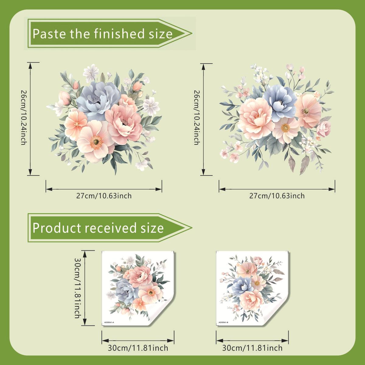 

Two-Tone Colorful Flower Toilet Seat Sticker Waterproof Elegant Bathroom WC Decoration Self-Adhesive Home Decor Vinyl Decal 30x30cm*2pcs різнокольоровий