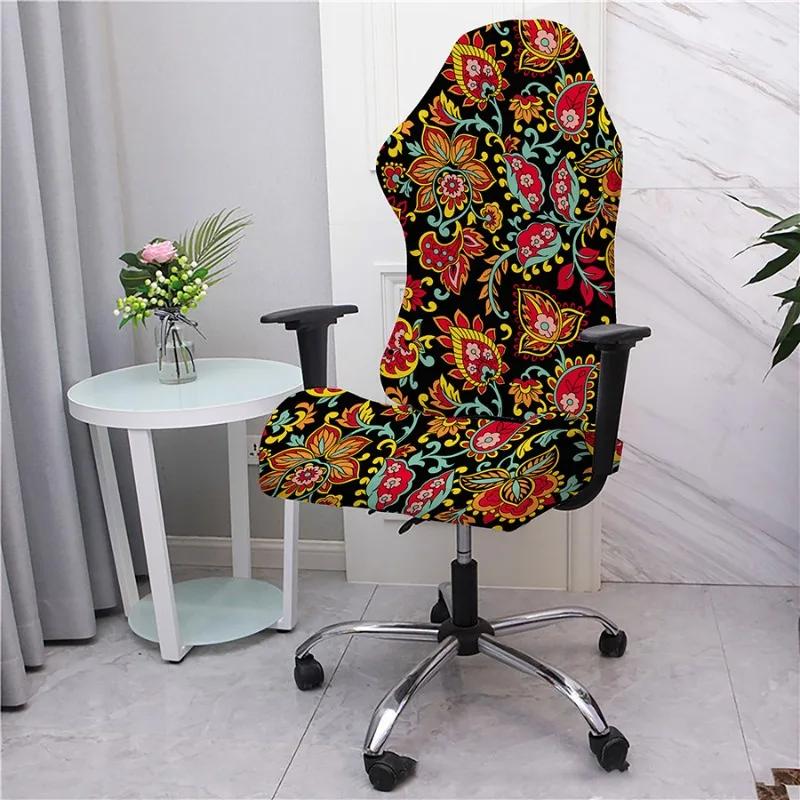 2pcs/set Flower Printed Racing Desk Rotating Slipcovers Office Computer Gaming Chair Covers Stretch Armchair Gamer Seat Cover