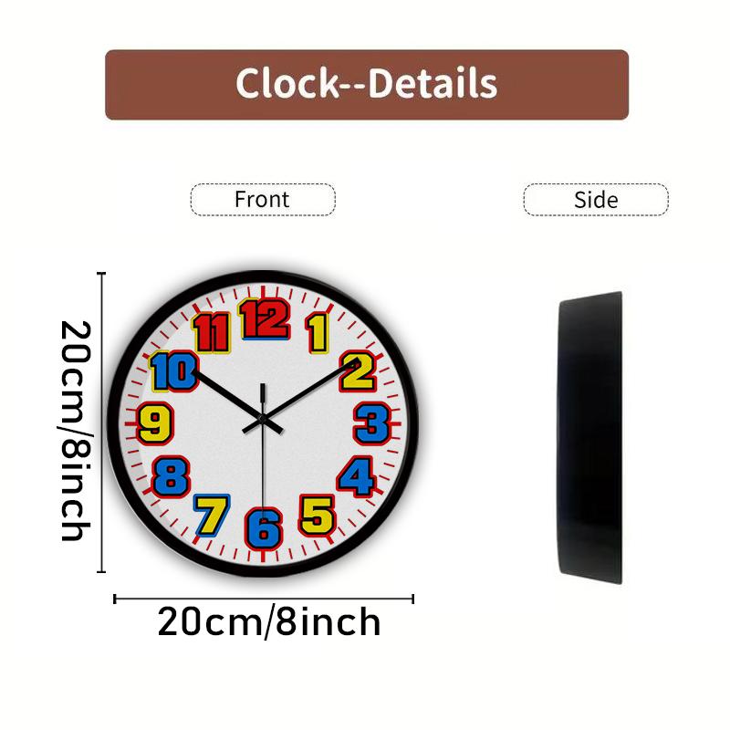 Vibrant Multi-Color Cartoon Round Silent Hanging Wall Clock,Suitable For Living Room,School,Study Room,Bedroom, Children's Gifts