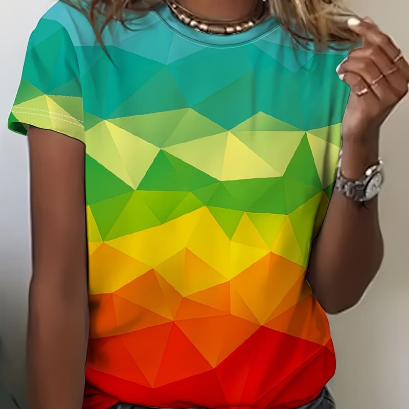 Round neck casual short-sleeved T-shirt, fashionable short-sleeved round neck top S