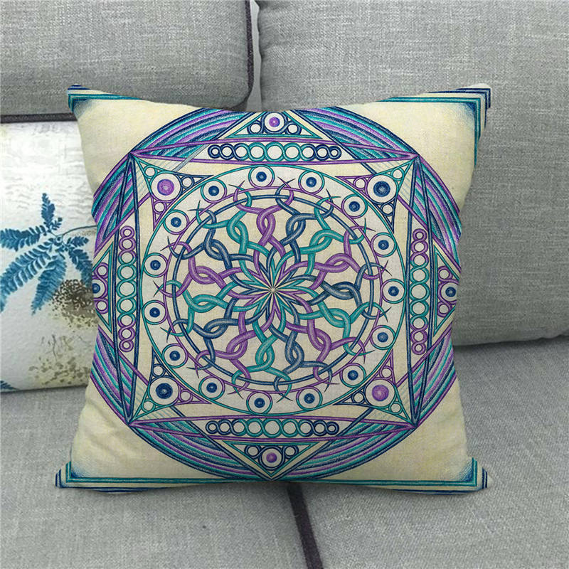 Home Decor Colorful Mandala Pattern Digital Print Pillowcases Pattern Cushion Cover Suitable for Sofa Bedroom Car Pillow Cover