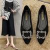 Flat Single Shoes Women's   Loafers Ladies Comfortable Luxury Rhinestone Brand Shoes Black Woman Autumn Summer