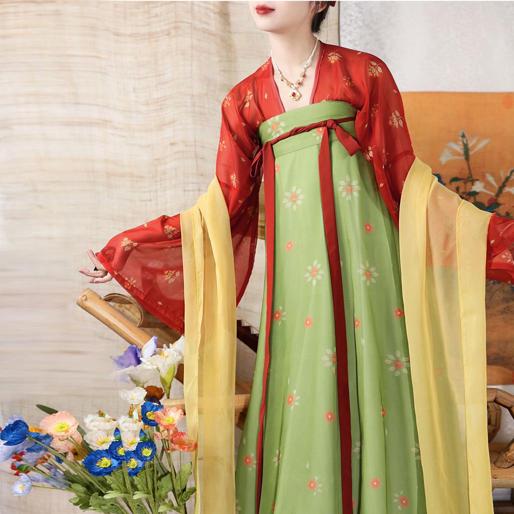 Ripristina lo stile cinese della dinastia Tang, abito da donna Hanfu, gonna lunga fino al seno