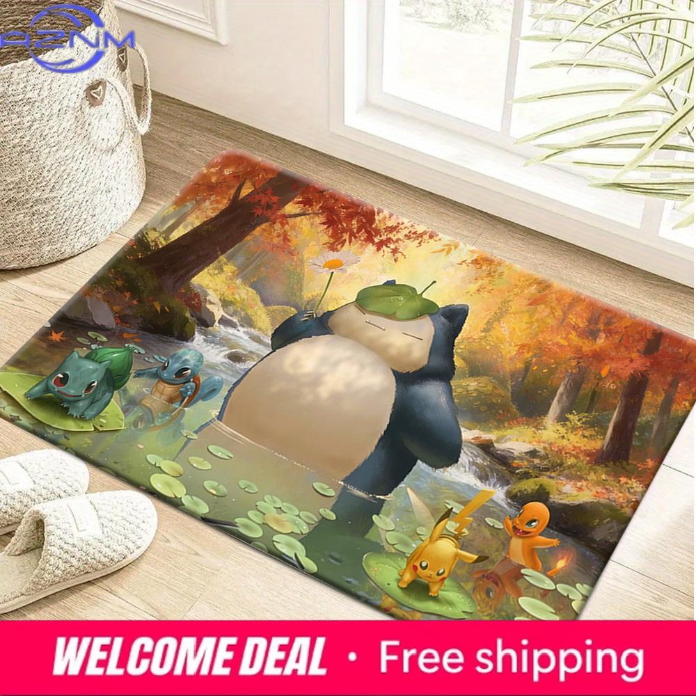 Pokemon Snorlax Pikachu and Starters Autumn Forest Print Doormat Anti-slip Absorbent Floor Mat for Home Entrance Bedroom Living 40x60cm