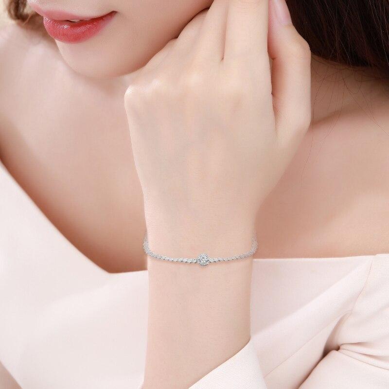 Silver 925 Jewelry Sparkling Halo Tennis Bracelet Sterling Original Charms