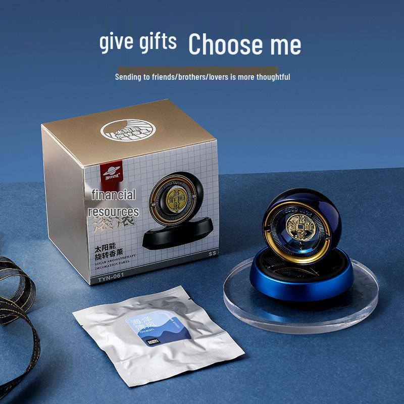 Solar Gold Coin Rotating Car Air Freshener: Long-Lasting Light Fragrance & Odor Removal Ornament