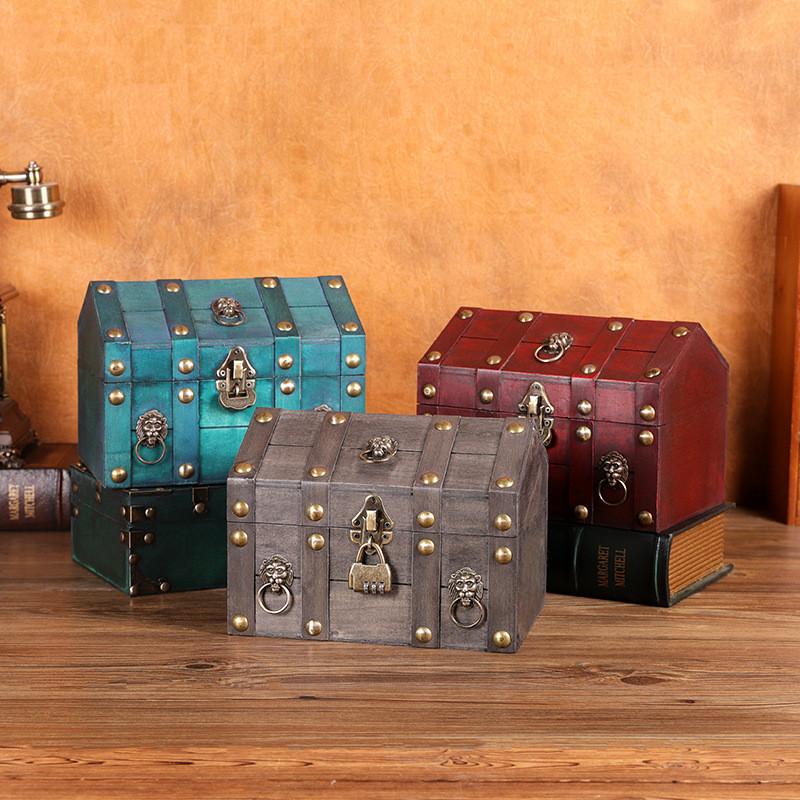 Houten Huisvormige Opbergdoos Met Slot Voor Sieraden En Accessoires