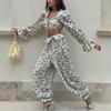 European & American Women's Fashion Long-Sleeve Cropped Top and Trousers Two-Piece Set (2026)