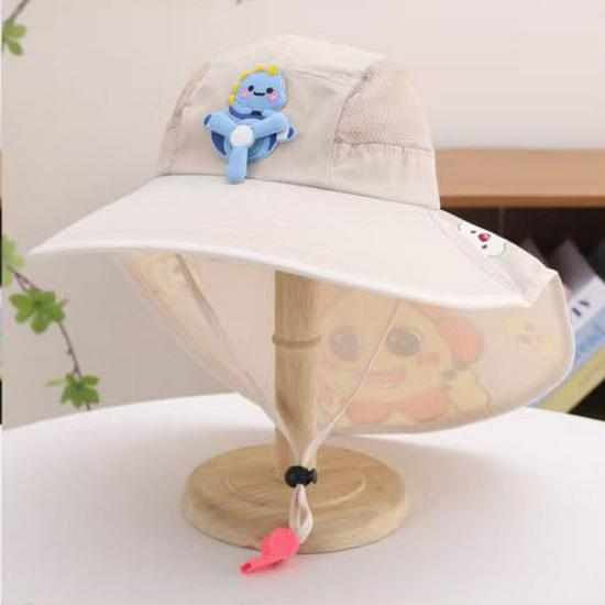 Kids' Mesh Sun Hat with Wide Brim & Shawl for Boys and Girls