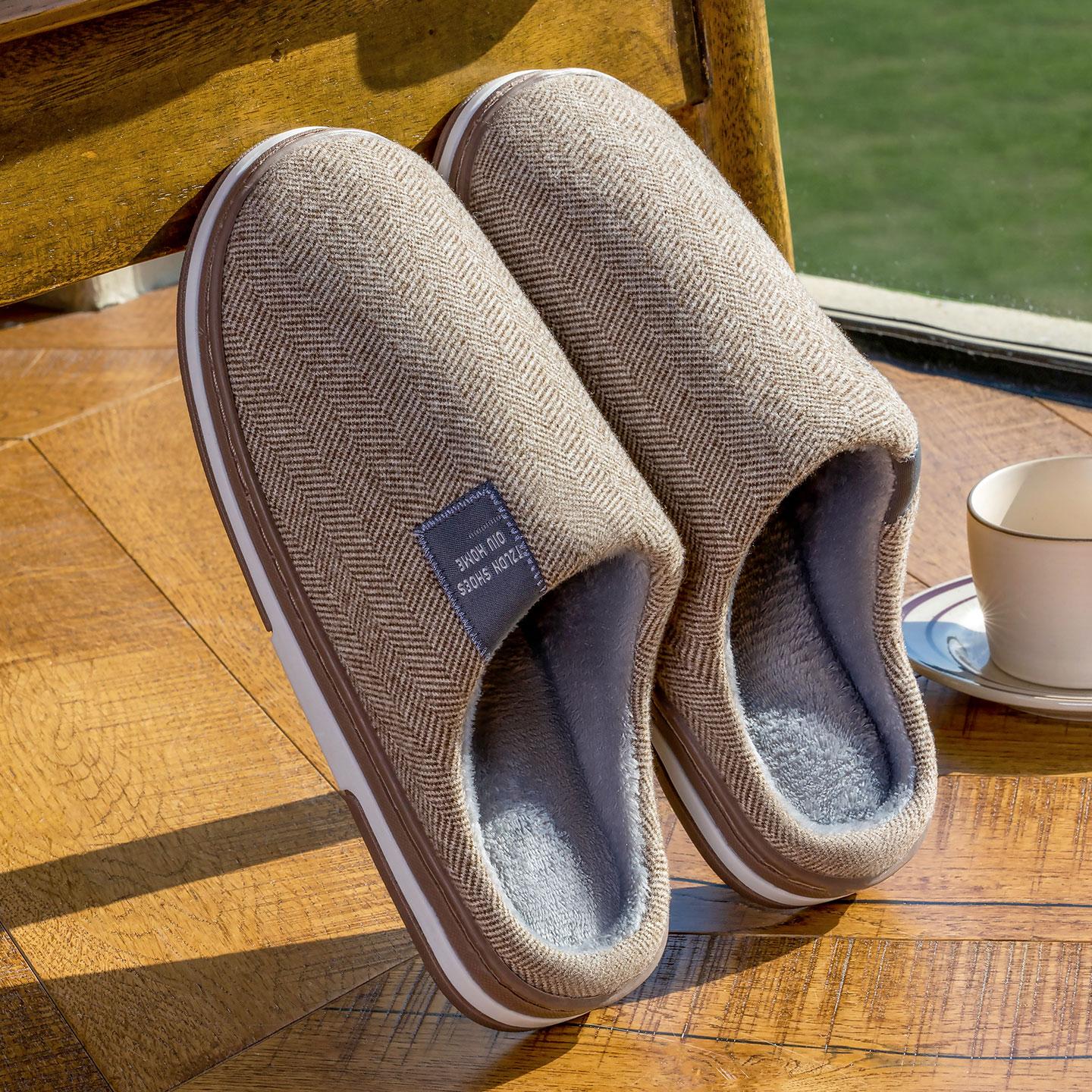 

Зимние женские домашние тапочки плюшевые теплые плоские шлепанцы дышащие мягкие нескользящие тапочки для дома и улицы мужские повседневные тапочки 44-45 коричневый